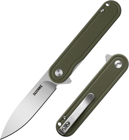 G040 Pocket Knife, 2.75'' D2 Steel Blade G10 handle, Small EDC Knife with Pocket Clip for Men Women, 2.1oz