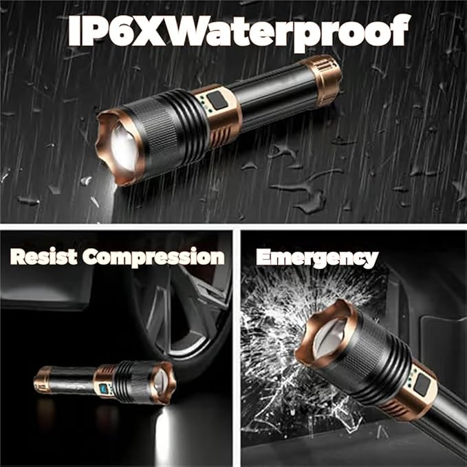 GDSAFS Gloryboom Flashlight, Rechargeable 1097 Flashlight Strong Light, Ultra Bright Long-Range Portable Ultra Long Endurance Lighting Flashlights for Outdoor Camping Hiking Emergencies (2pcs-Black)