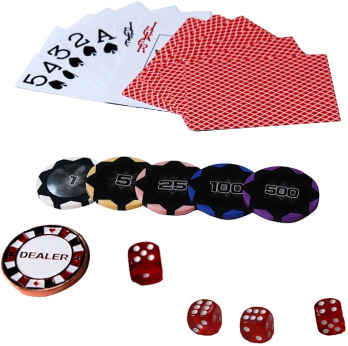 THUNDERBAY 13.5 Gram 300 Clay Composite Poker Chips Set with Aluminum Case, Two Decks of Playing Cards, One Metal Dealer Button&5 Dices for Poker, Texas Hold'em, Blackjack, Casino Games at Home