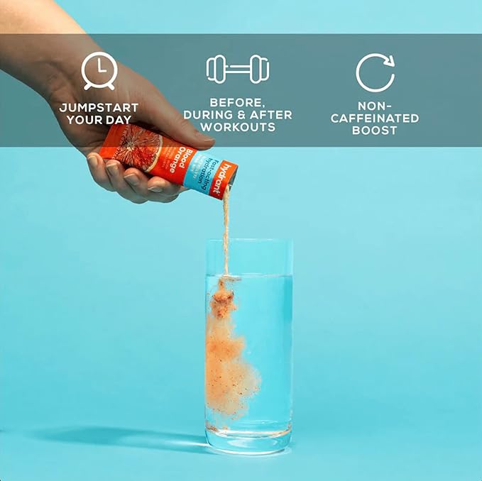 HYDRANT - Hydrate Electrolyte Powder, Blood Orange Flavor, 30 Rapid Hydration Individual Stick Packs - Low Sugar Drink Mix for Daily Use, Travel & Workouts