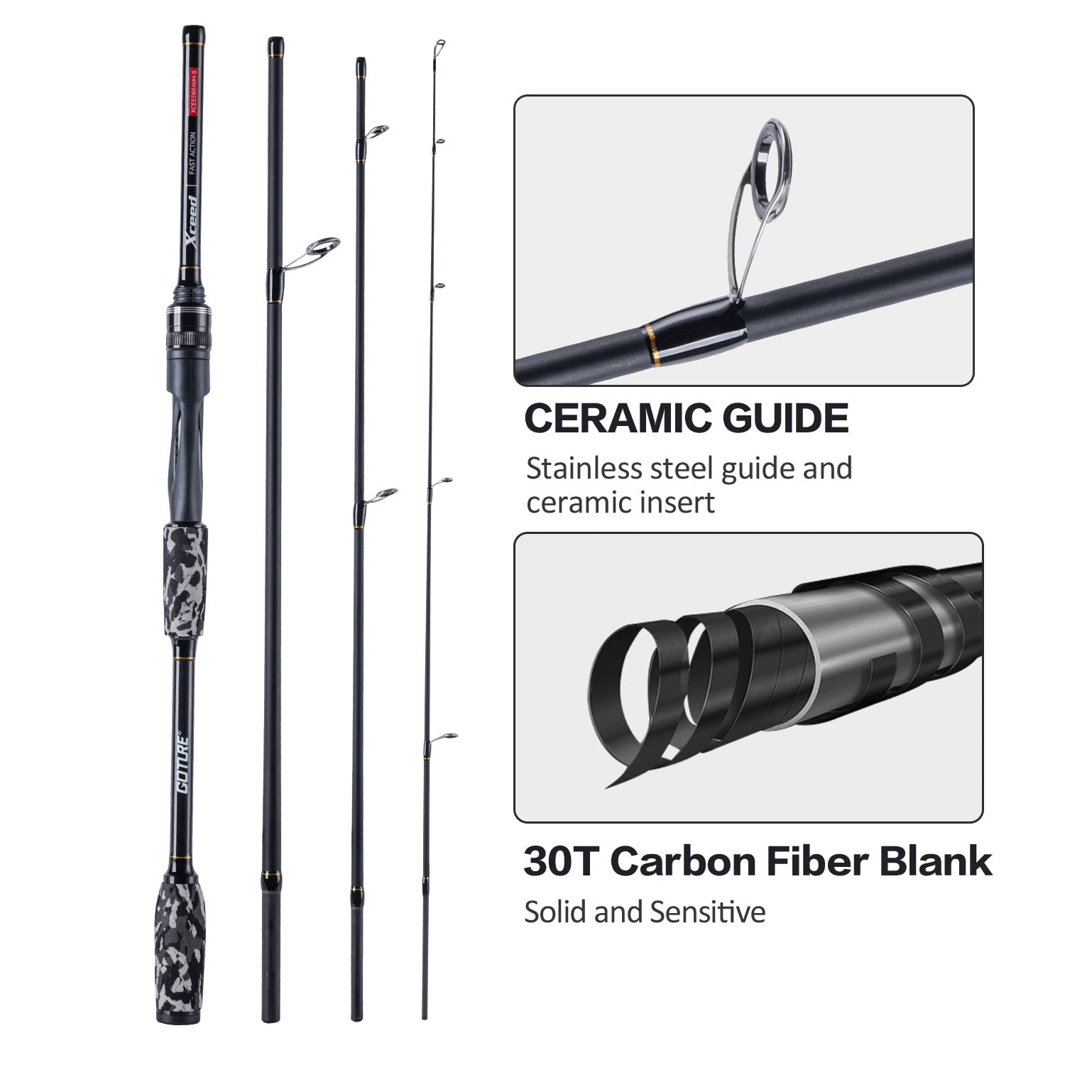 Fishing Rods Spinning Travel Fishing Pole Pack case Portable 4 Sections ulLight Weight Carbon Fiber