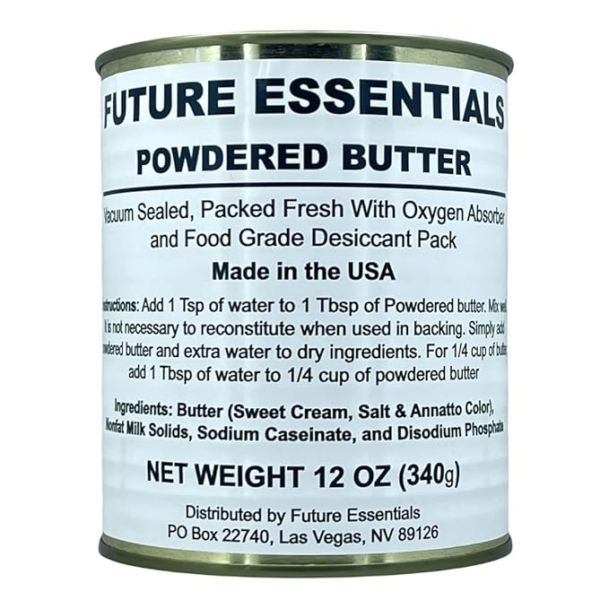 Future Essentials Powdered Butter | 100% Pure Real Canned Butter | Long Term Storage Shelf Stable | Perfect for Emergency Survival, Camping & Backpacking - 6 Cans