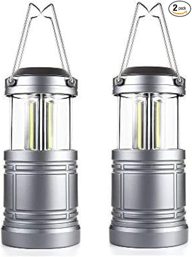 2 Pack LED Camping Lantern ,Battery Powered Hanging Lanterns - Survival Kit for Hurricane, Emergency, Storm, Power Outage