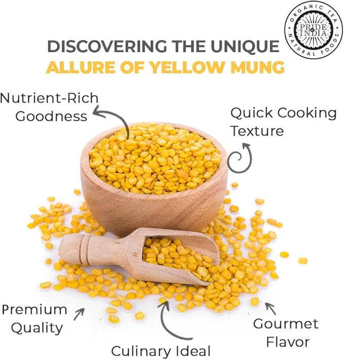 Pride Of India - Indian Split Yellow Mung Lentils - Protein & Fiber Rich Moong Dal, 1.5 Pound Jar