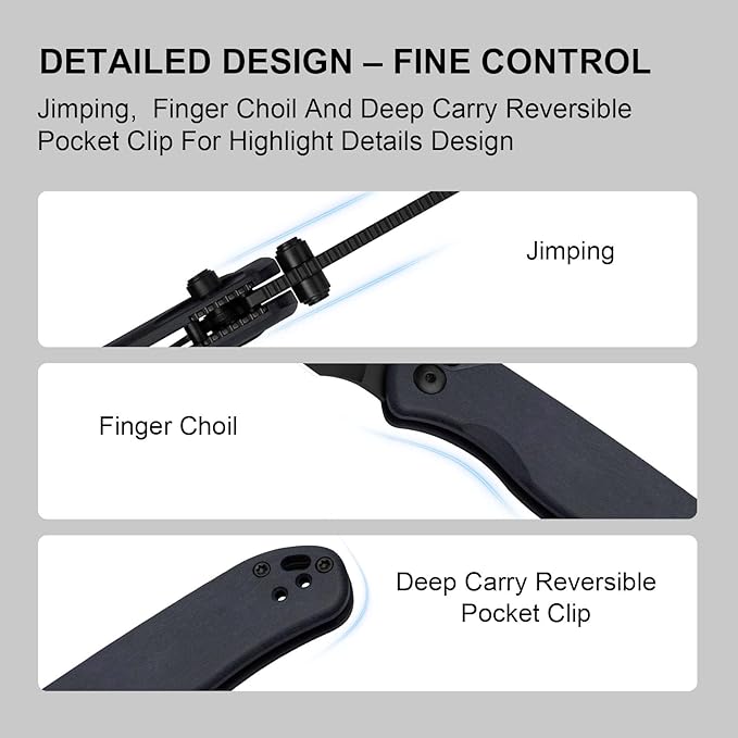 Kizer Drop Bear 2 Pocket Knife, 2.96" Nitro-V Sheepsfoot Blade Folding Knife with Blue Richlite Handle, Button Liner Lock EDC Knives with Jimping on Spine for Men Women V3619.2CS1