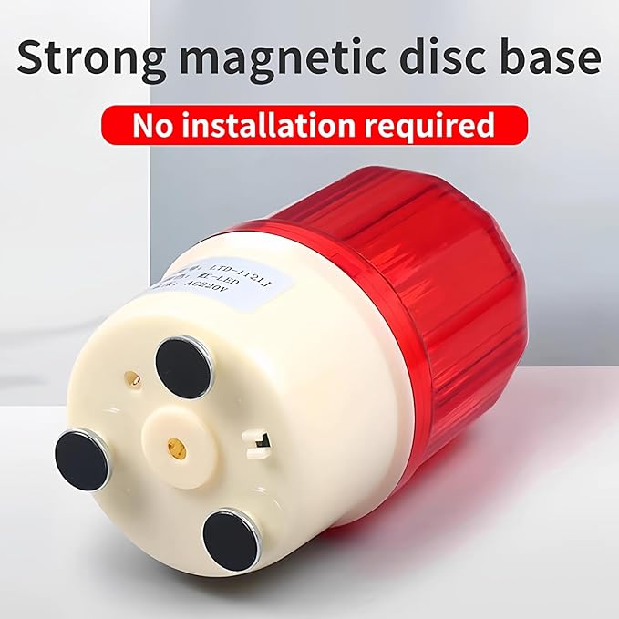 LED Beacon Light, Magnetic Strobe Warning Battery Flashing Lights with 110dB Alarm Sound Light for Site, Road Construction Rotating Safety Warning, Red 380V