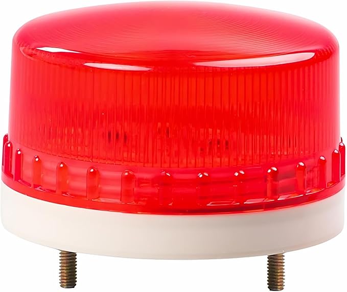 LTE-5061J LED Steady Beacon Light with Buzzer, 24V Screw Mount Constant Warning Alarm Lamp for Factory Equipment, Security Systems, Warehouse Safety, Waterproof, Red (Steady + Sound)