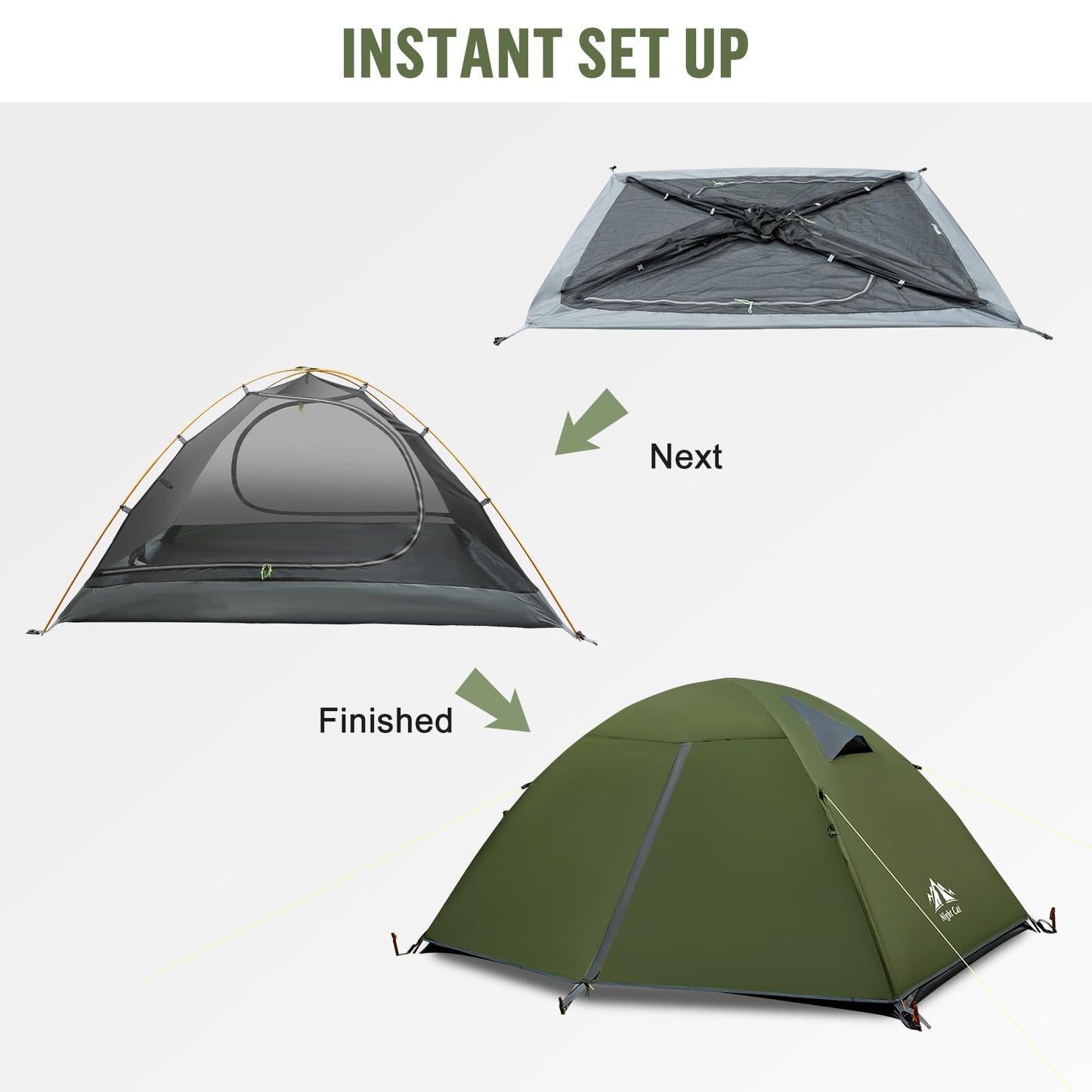 Night Cat 2-Persons Backpacking Tent: Waterproof Lightweight Camping Tent for Two People Hiking