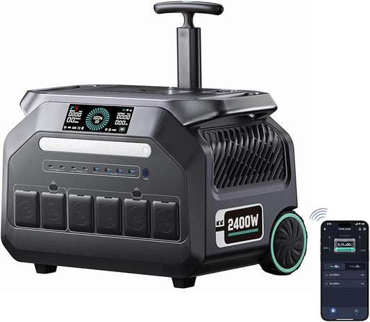 IEE P2400 Portable Solar Generator,2400W 4xAC Outlet(Peak 5000W),1800W 1.2H Fast Charge,2048WH Lifepo4 Battery,5-8MS EPS Switch APP Control Below 30DB Quiet Power Station for Home Backup,RV.Outdoor.