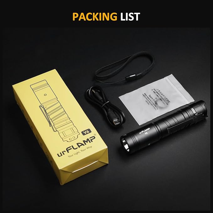 V6 1300 Lumens Rechargeable Flashlight, Compact & Powerful LED Flashlights with Type-C Fast Charging, Smart Battery Indicator, 6 Light Modes, IP68 Waterproof for Outdoor, Camping, Emergency