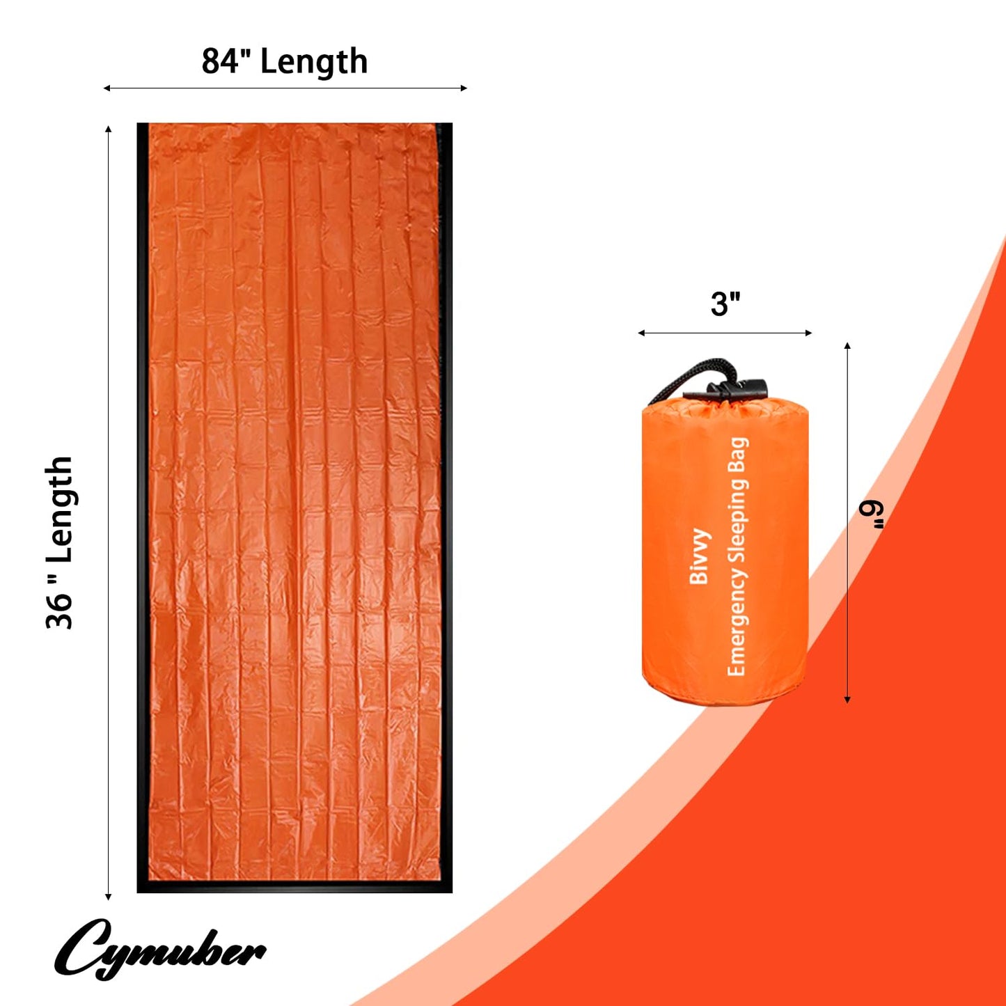 Emergency Sleeping Bag Survival Bag, Cymuber Portable Waterproof Thermal Bivy Sacks Tac Bivvy