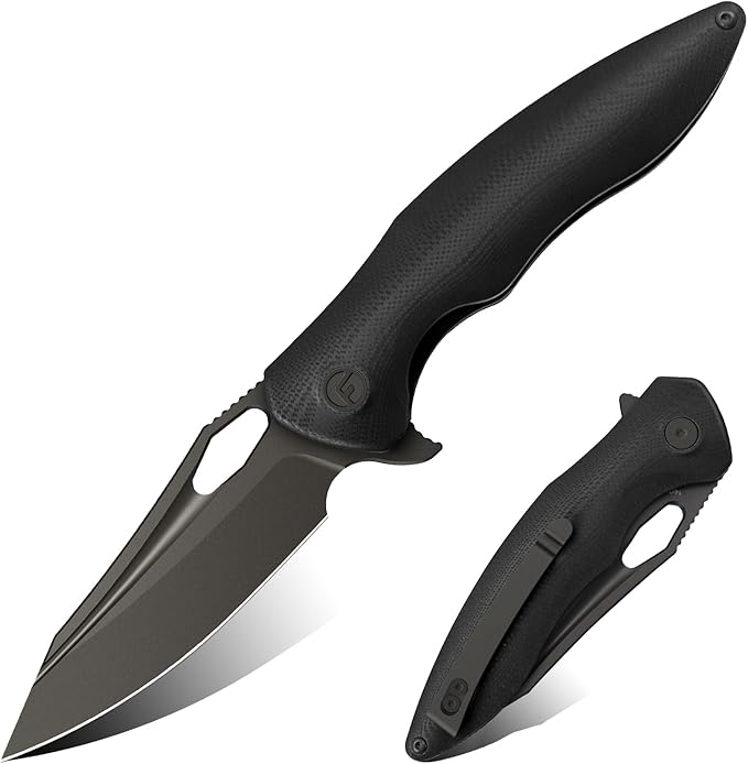 FINTISO Apollo Pocket Knife, 3.3" 14C28N Blade G10 Handle Folding Knife with Liner Lock, Small EDC Knife with Pocket Clip for Camping, Survival, Hunting, Unique Gift for Men Women