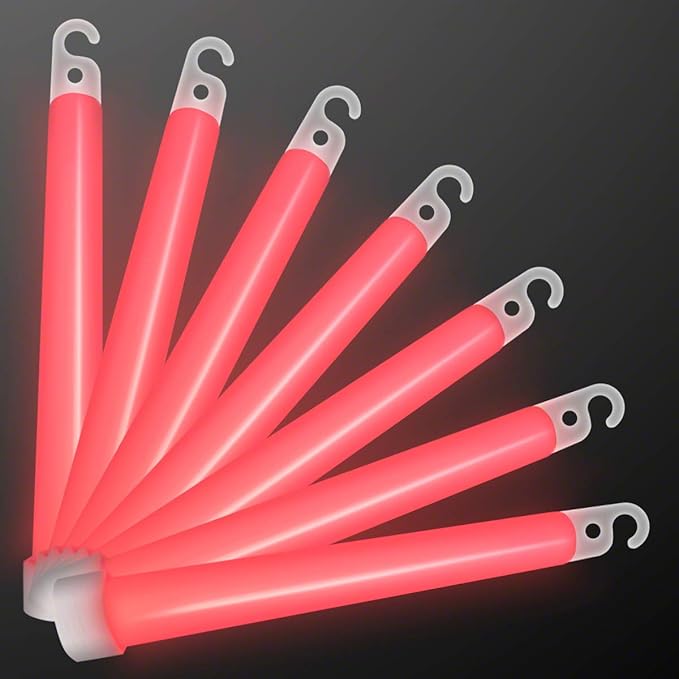 FlashingBlinkyLights Premium Red Glow Sticks 6" (Pack of 25)