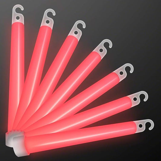 FlashingBlinkyLights Premium Red Glow Sticks 6" (Pack of 25)