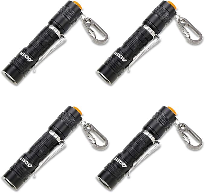 4 Pack Ultra Bright Compact EDC Keychain LED Flashlight 180lm Pocket Flashlight with Battery IPX7 Waterproof Tail Switch Flashlights for Camping, Hiking, Outdoor Activity Emergency Lighting