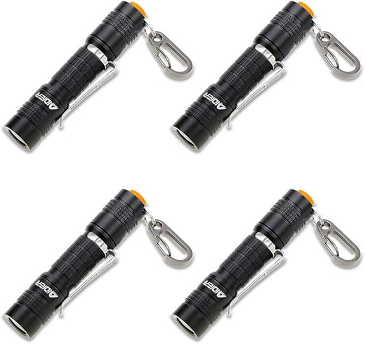 4 Pack Ultra Bright Compact EDC Keychain LED Flashlight 180lm Pocket Flashlight with Battery IPX7 Waterproof Tail Switch Flashlights for Camping, Hiking, Outdoor Activity Emergency Lighting