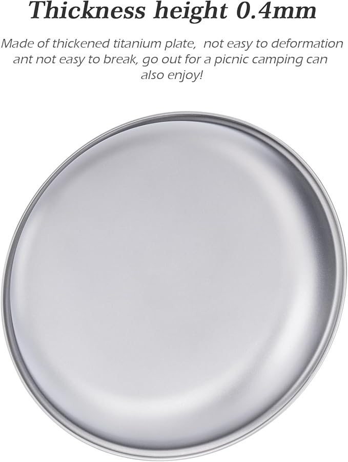 Boundless Voyage Titanium Camping Plate Dishes Saucer Lightweight Round Dinnerware Set Stackable Serving Plates Pasta Plates Travel Outdoor Home Kitchen Tableware Set Ti1117T
