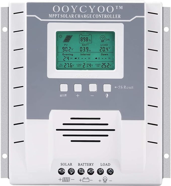 MPPT Charge Controller 60 amp 12V/24V Auto, 60A Solar Panel Charge Regulator with Blacklight LCD Display Max 100V for Lead-Acid Sealed Gel AGM Flooded Lithium Battery