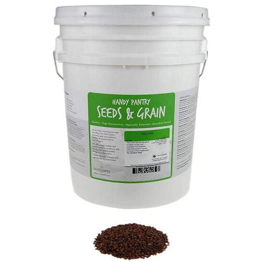 Organic Red Lentil Sprouting Seeds -35 Lbs - Handy Pantry Brand - Red Lentils- Perfect for Garden Seeds, Gardening, Salad, Soup, Sprouts & Food Storage