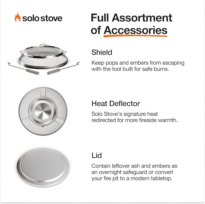 Solo Stove Yukon 2.0 + Stand, 27 Inch Smokeless Fire Pit ??Portable Stainless Steel Outdoor Fireplace - 360° Airflow Technology and Removable Ash Pan ??Ideal for 6 or More People, 43.9lbs, Ash