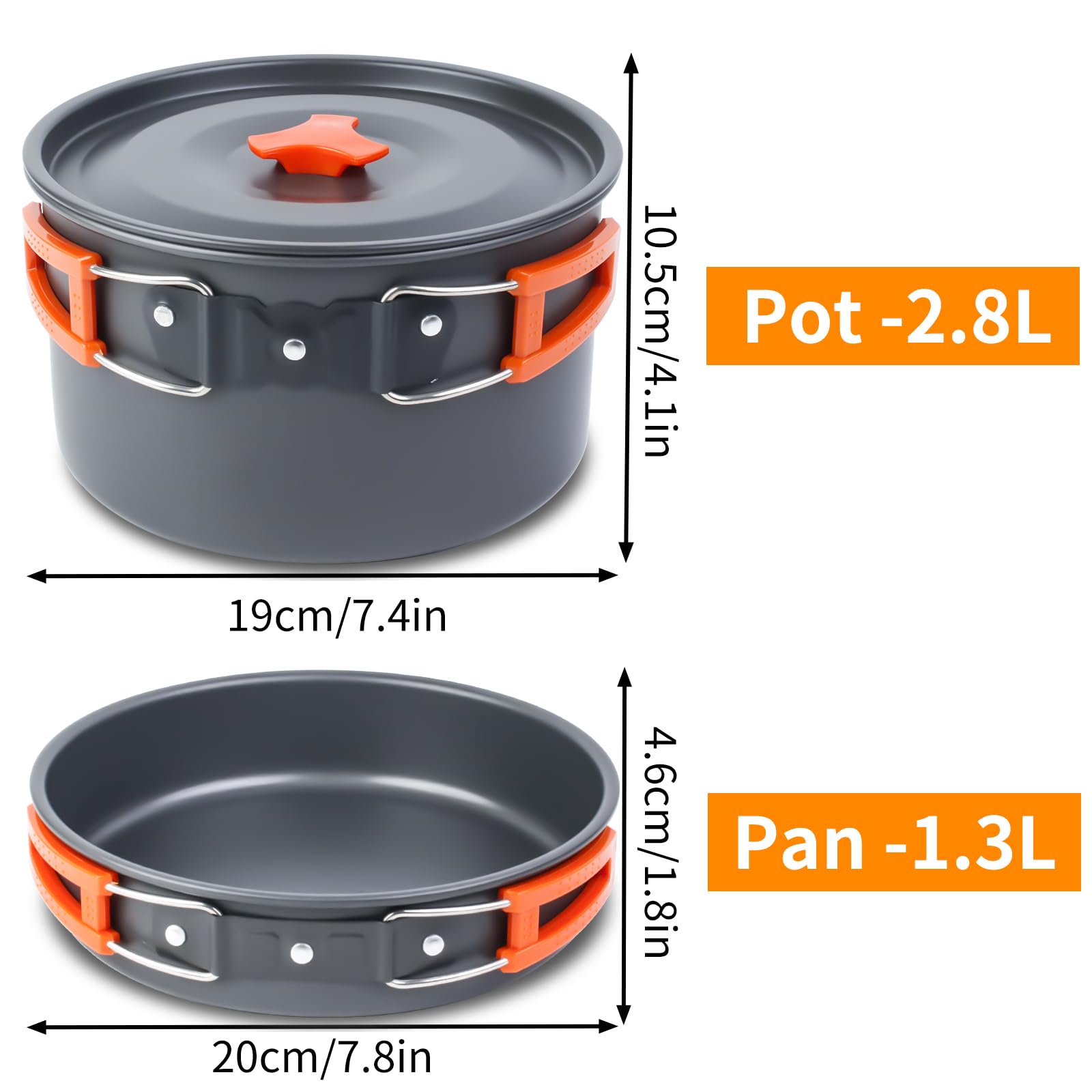 DINITHRON 18-Piece Large Capacity Camping Cookware Set Aluminum Mess Kit