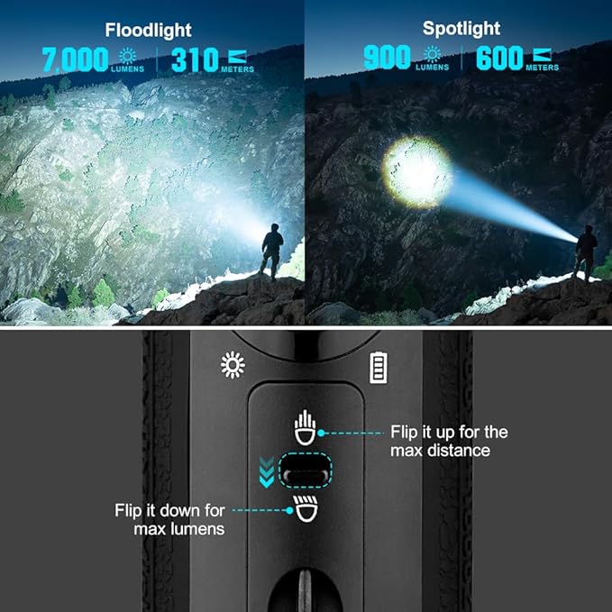 OLIGHT Marauder Mini 7,000 Lumens Bright Flashlight with 600 Meters Beam Distance, Powerful RGB Lights, Magnetic Rechargeable for Outdoors Work, Hunting, and Searching(Black)