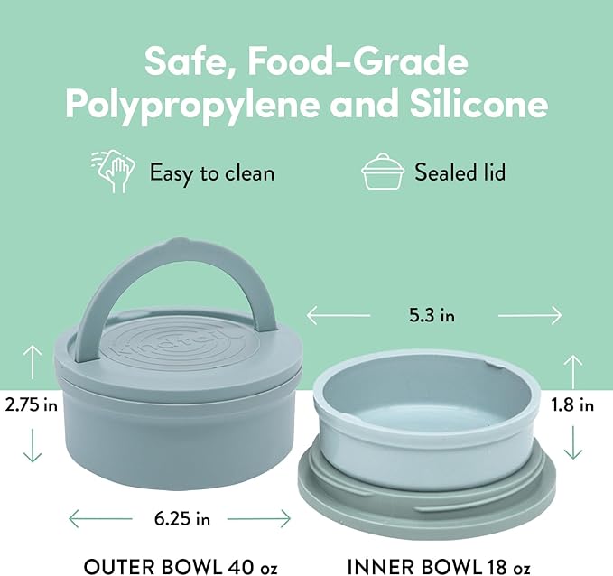 KindTail Pet Bowl Set + Silicone Pet Food Mat - Includes 2 Portable Dog Bowls with Lid & Handle + 1 Waterproof Pet Feeding Mat - Made from Food-Grade, Dishwasher-Safe Materials - BPA & Toxin-Free