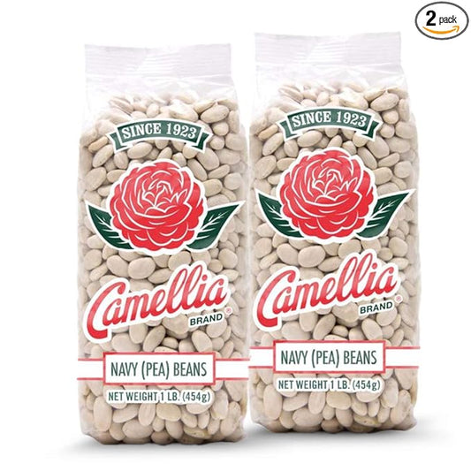 Camellia Brand Dried Navy (Pea) Beans – Premium White Beans for Southern-Style Baked Beans, Soups, Stews, and Healthy Vegetarian Meals – Non-GMO, Gluten-Free, 1 Pound (Pack of 2)