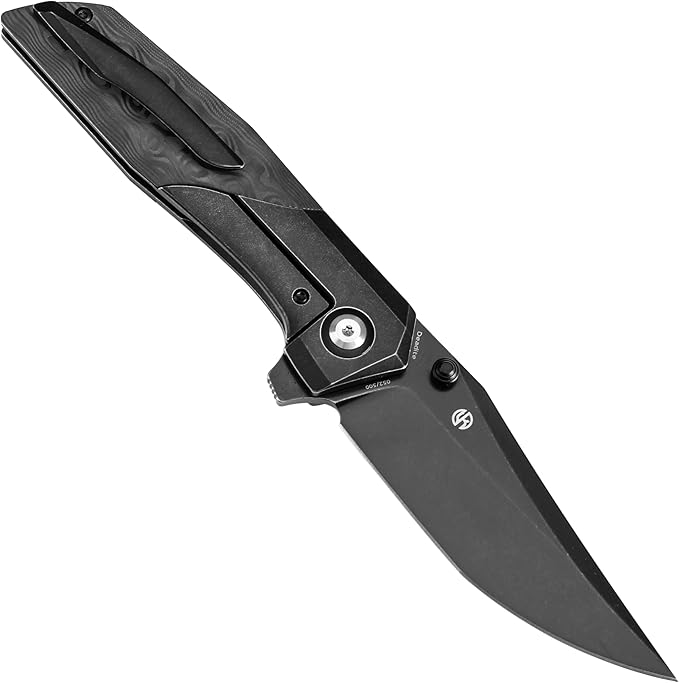 KANSEPT Deadite Pocket Folding Knives for Men Women Camping Hiking 3.52'' Blackwash CPM S35VN Blade EDC Knife with Blackwash Titanium with Rose Pattern Carbon Fiber Handle Everyday Carry K1081A6