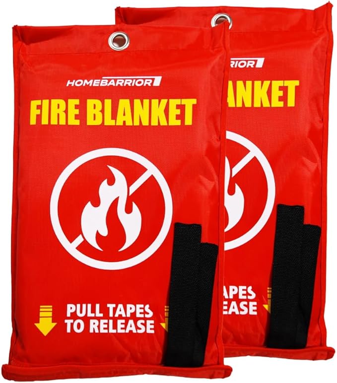 Emergency Fire Blanket for Fire Suppression, 39x39 inches Flame Retardant Fabric Fireproof Blanket, Survival Gear for Home Safety, Outdoor Camping (2 Pack)