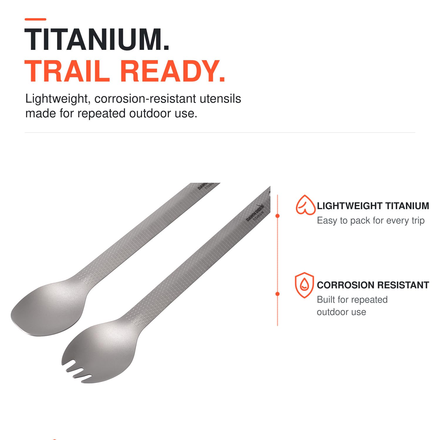 Dawn Deer 3-in-1 Titanium Camping Spoon and Spork Set, 8.7-Inch