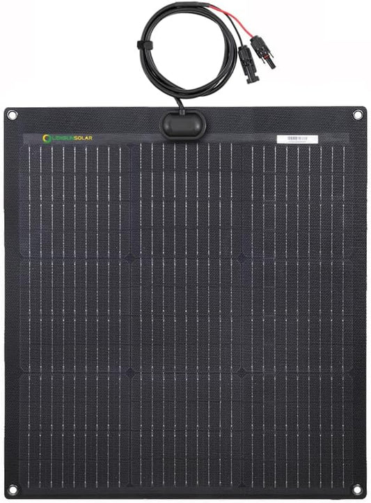 Lensunsolar 50W ETFE Flexible Solar Panel, 23x21.1inch, PERC 9BB 23.5%+ Efficiency Solar Cells, for Campers, RVs, Boats,Tent