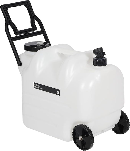 REDCAMP 7.4 Gal Portable Water Container with Wheels & Spigot - BPA-Free Rolling Camping Water Jug with Handle Storage Tank for Hiking, Outdoor Activities (28L, White)