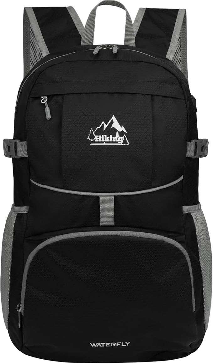 WATERFLY Hiking Foldable Daypack Backpack: 25/35L Ultra Lightweight Packable Waterproof Outdoor Travel Day Pack for Women Men