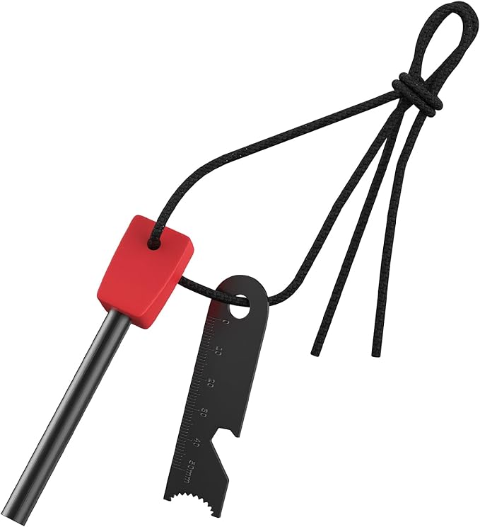 Fire Starter Ferro Rod 3.9" x 5/16", 12,000 Strikes Survival Flint 6-in-1 Striker, Waterproof Compact Magnesium Fire Starter for Camping Hiking Emergency