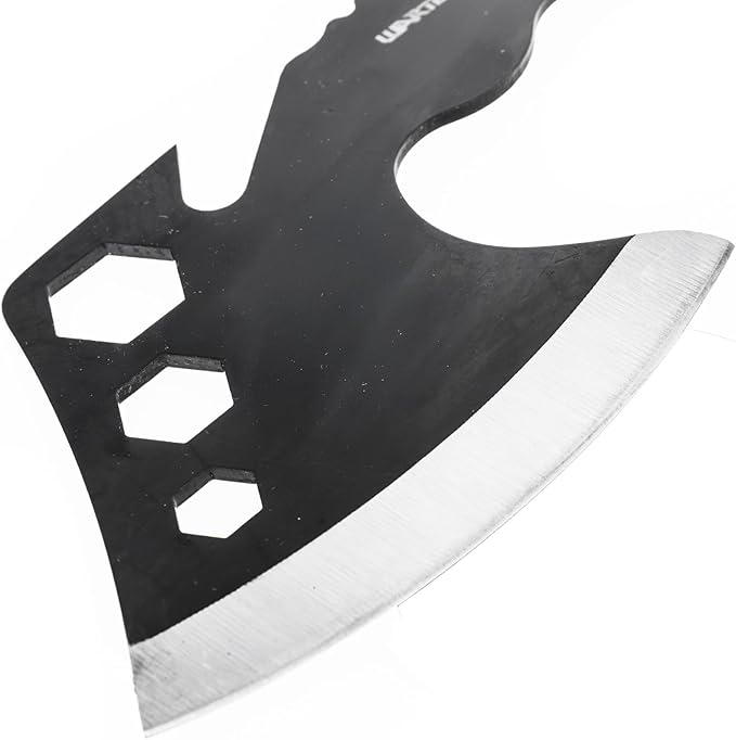 ASR Outdoor 12 Inch Full Tang Steel Axe Hatchet with Gut Hook Hex Holes Paracord Handle and Sheath, Black