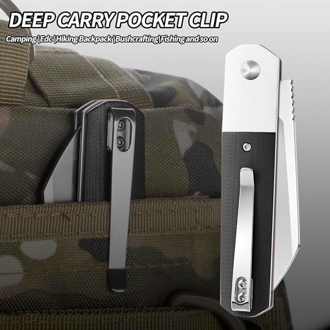 ioko Folding Pocket Knife, Stainless Steel Blade, Black G10 Handle, Modern Design (black)