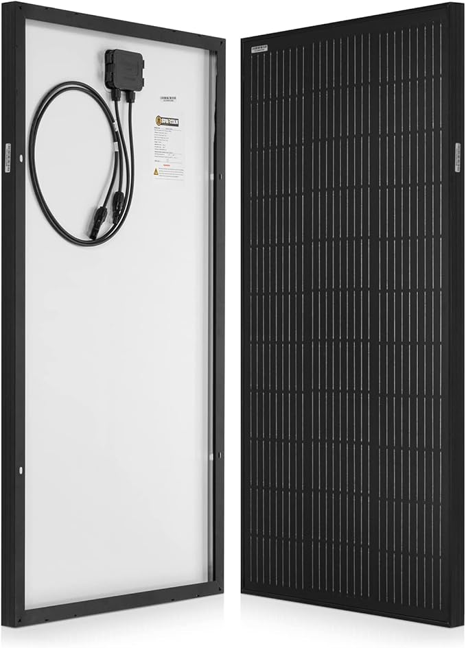 Spartan Power 100 Watt Solar Panel 9 Bus Bar Black Mono Great for RV, Trailer, Camper, Boat, Cabin, Farm, SP-100W