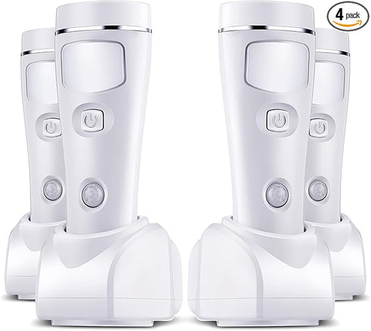 Enhon 4 in 1 LED Emergency Lights for Home Power Failure, 4 Pack Rechargeable Plug in Flashlight Motion Sensor Night Light, Automatic Turn On Power Outage Light for Home Hurricane Supplies(White)
