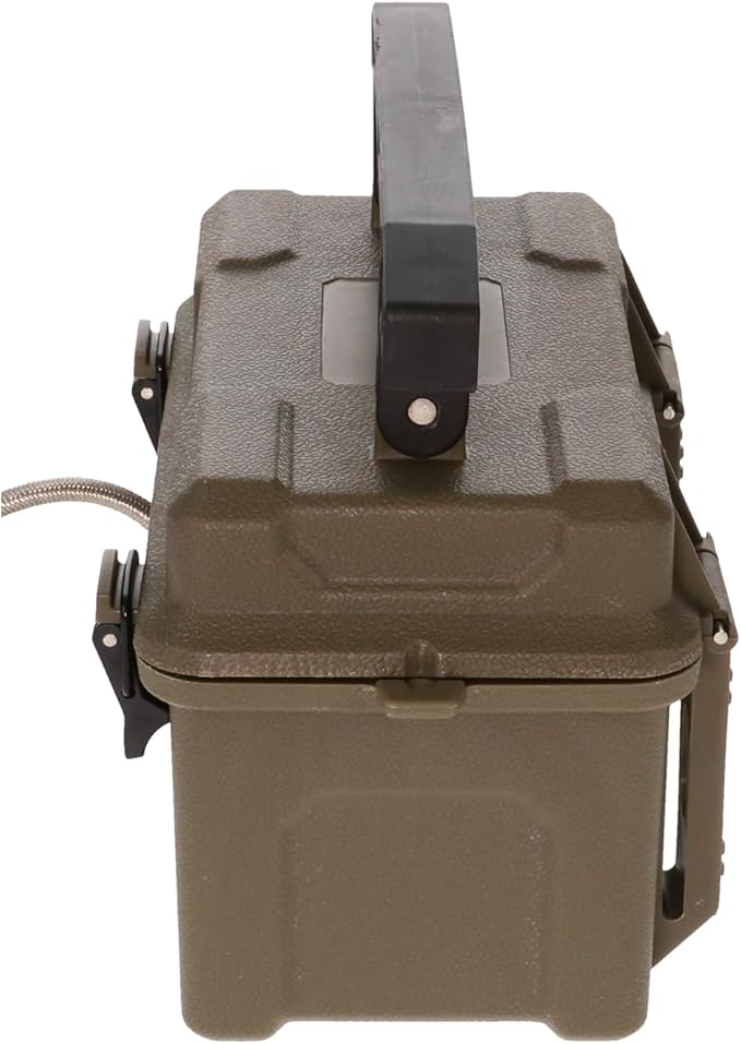 STEALTH CAM 12V Battery Box Kit - Portable Compact Waterproof Sealed Battery Charging Box for Hunting Trail Cameras w/ External Power Jack | AC Charger, 10Ft Steel Cable Included