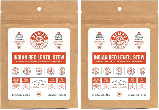 Nomad Nutrition ??Indian Red Lentil Stew | High Energy, All Natural Ingredients | Plant-Based & Non-GMO| Just Add Boiling Hot Water | 112g / 4oz (Pack of 1)