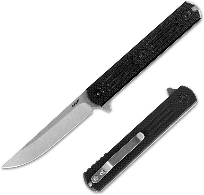 Folding Pocket Knife, 3.19” 14C28N Steel Blade G10 Handle Praxis Small Flipper Liner Lock EDC Folding Knife, Sharp Survival Camping Hiking Hunting Tactical Knives for Men (Black)