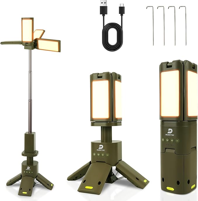 DUSKTEC Telescopic Camping Lights Rechargeable - 14000mAh Led Camping Lantern Up to 8000LM Outdoor Camping Light Portable Camping Light Dimmable Camping Lamp IPX7 Waterproof Camp Lights Multifunction