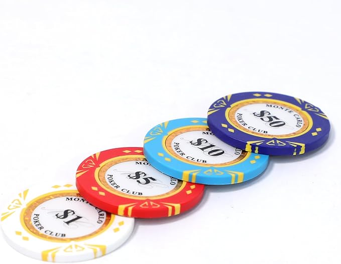 14 Gram Clay Poker Chips Texas Hold’em 50PCS Poker Chips Numbered Chips for Blackjack Poker Games (G 50PCS)
