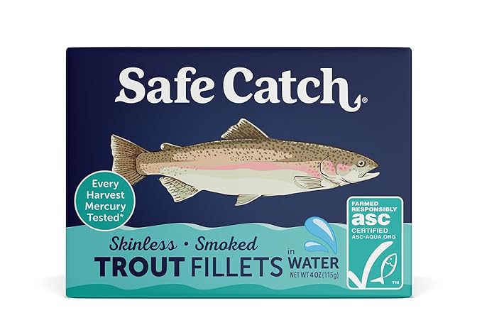 Safe Catch Smoked Rainbow Trout Fillets in Water, Skinless and Boneless Canned Fish, Mercury Tested, Pack of 12
