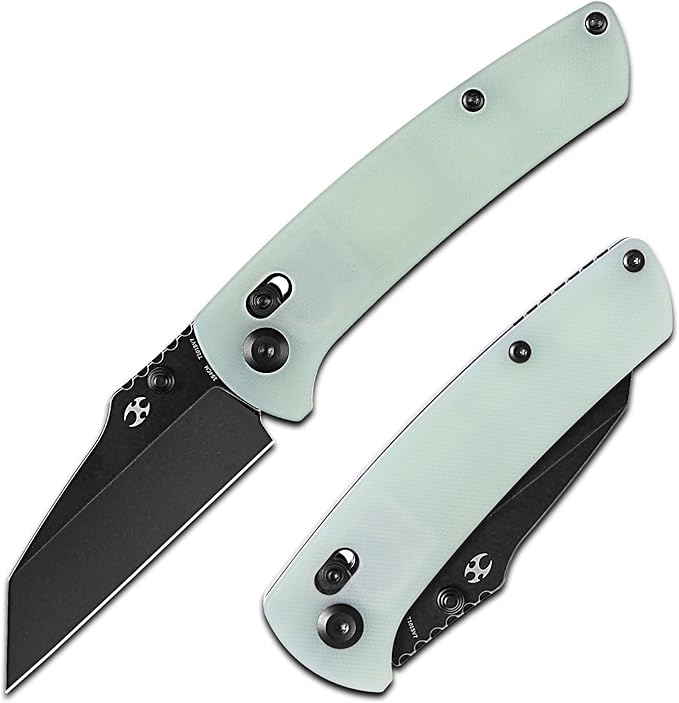 KANSEPT Main Street Pocket Folding Knife, 3.36''Black Ticn Coated 154CM Sharp Steel Blade, Jade G10 Handle with Axis Lock and Thumb Stud, Perfect Clip for Camping Hiking Fishing Everyday Carry T1015v7