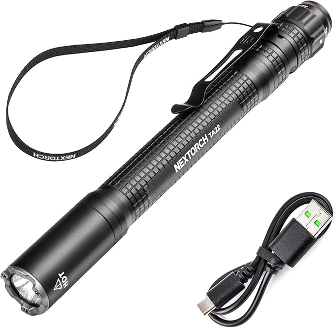 NEXTORCH TA22 Tactical EDC Flashlight Penlight Rechargeable Pen Flashlight, 850 Lumens, Waterproof & Impact-Resistant with Multi-Mode Options, Perfect for Law Enforcement & Tactical Applications