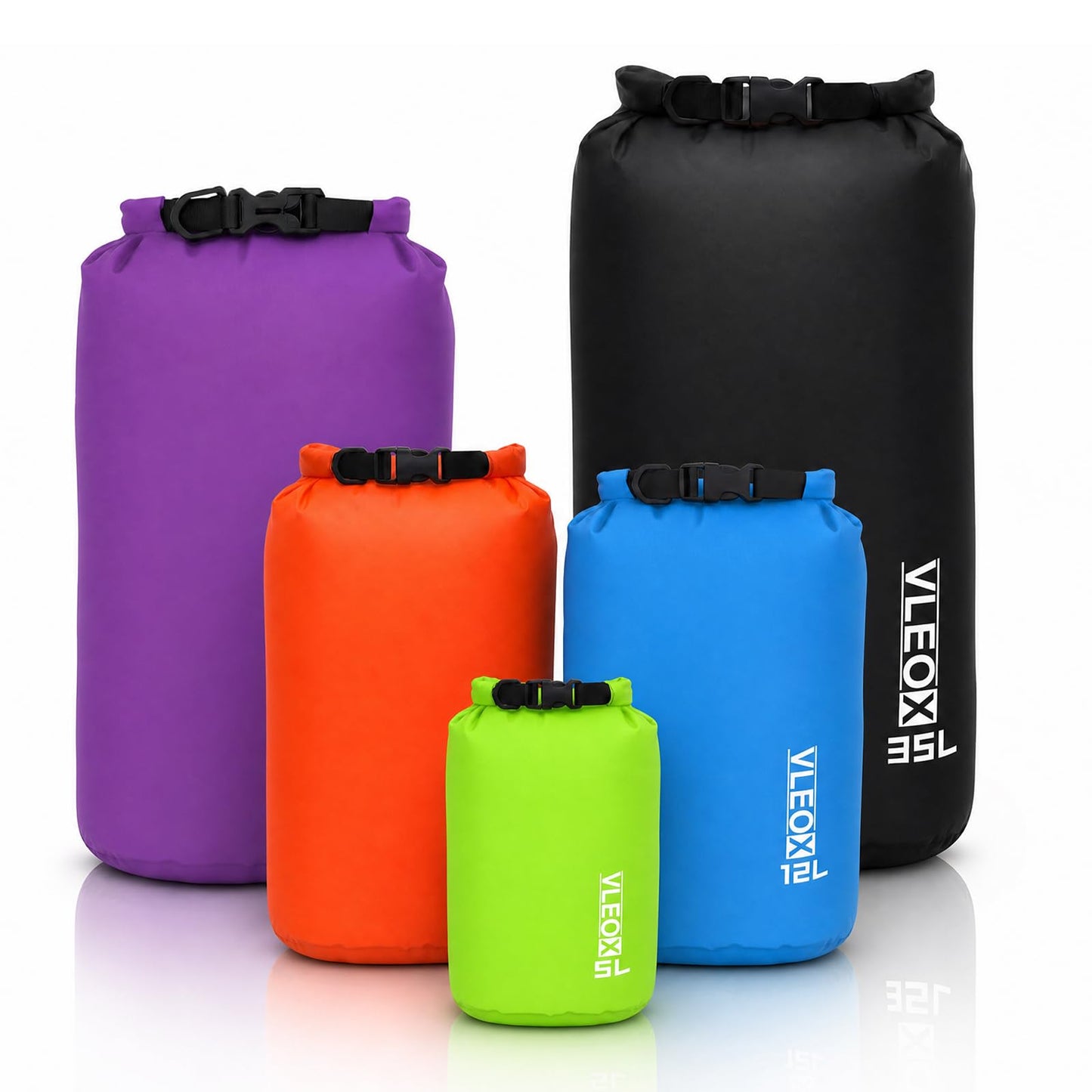 vleoX Dry Bag 3-Pack/5-Pack, Lightweight Dry Sack, Waterproof Bags