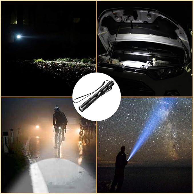 CZS LED Flashlight Penlight 1000 Lumens Battery-Powered Handheld Pen Light Pocket Torch Powered by 2AAA Battery, 5 PCS (Battery Not Included)