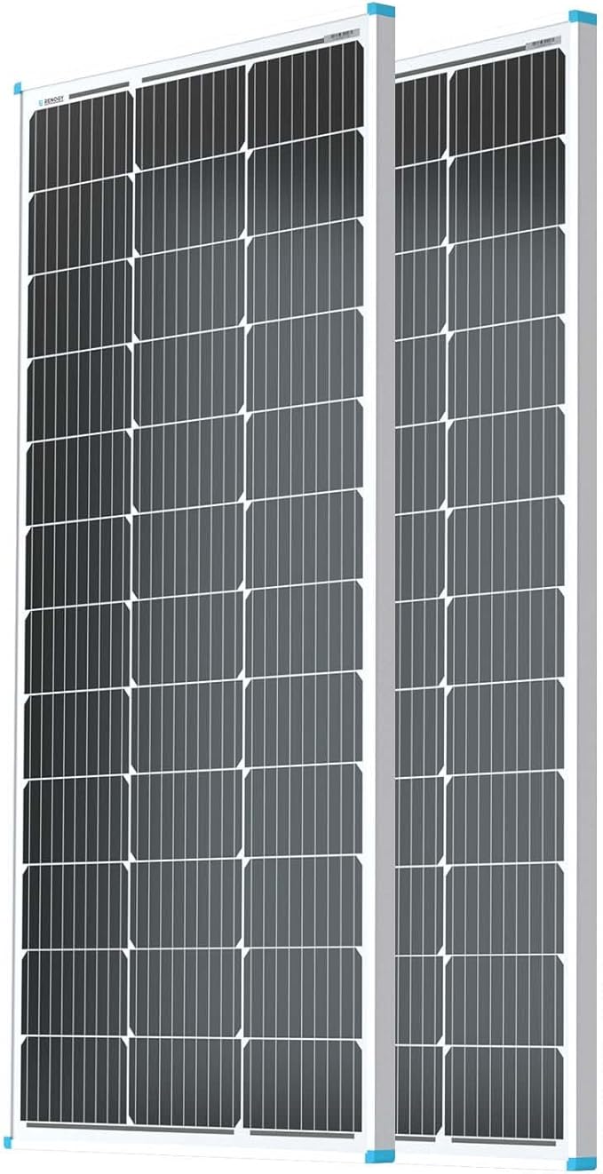 Renogy 2PCS Solar Panels 100 Watt 12 Volt, High-Efficiency Monocrystalline PV Module Power Charger for RV Marine Rooftop Farm Battery and Other Off-Grid Applications, 2-Pack 100W